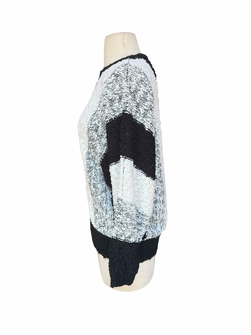 Deadstock w/o 1980s DEB Colorblock Geometric Stripe Knit Pullover Sweater - Picture 2 of 4